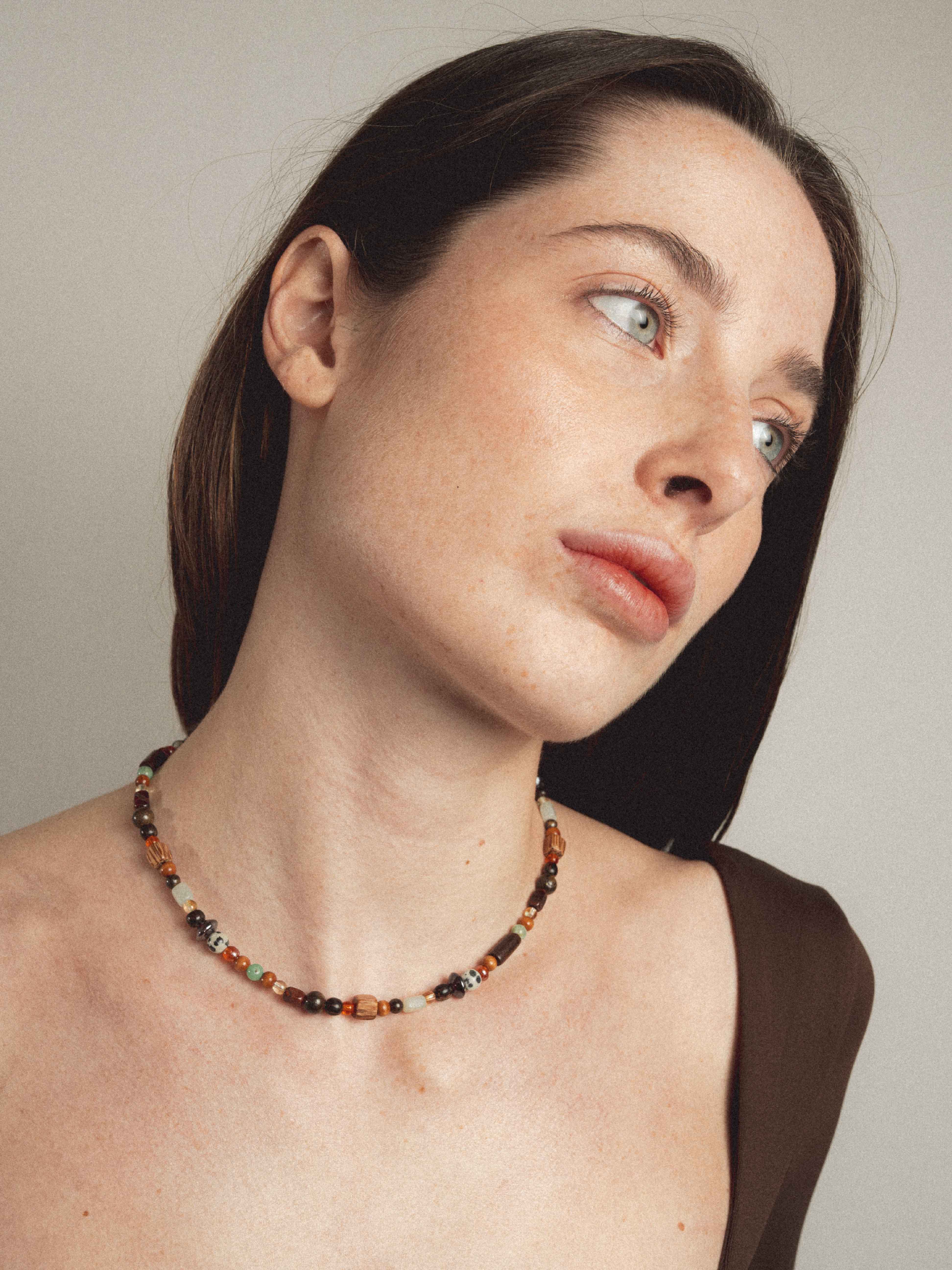 collanine colorate collana mix materiali amazzonite legno